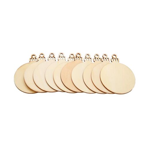 10Pcs Merry Christmas Wooden Round Baubles Tags Christmas1