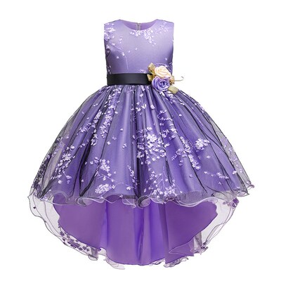 Baby Girls Flower Princess Ball Gown Party Tutu Trailing Dre