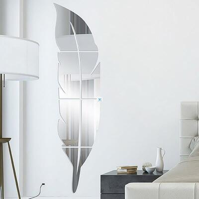 Feather Plume 3D Mirror Wall Sticker home decor Living Room