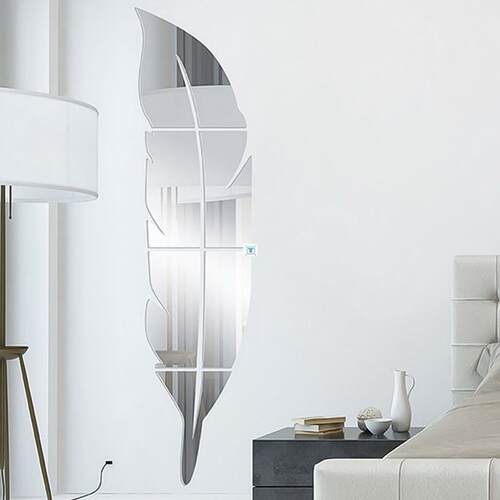 Feather Plume 3D Mirror Wall Sticker home decor Living Room
