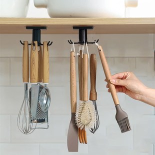 2 kitchen utensil hooks under cabinets, 360 rotation挂钩