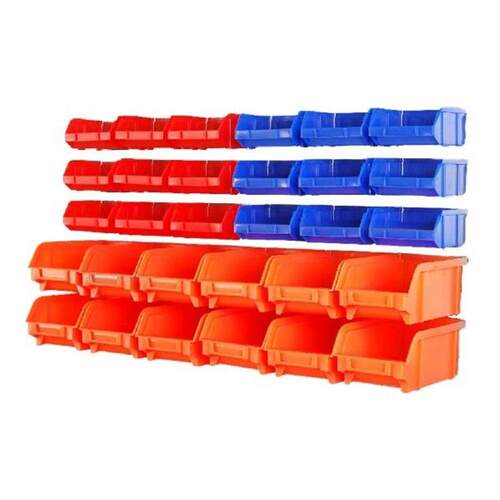 30x Wall Mounted Storage Bins Parts Rack Garage Tool