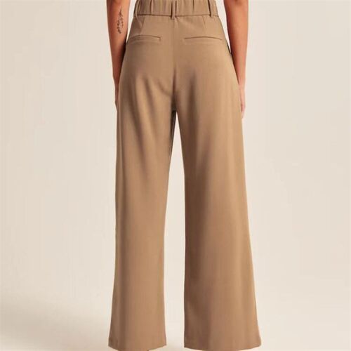 mmuter Dipped Slimming Solid Pocket High Waist Wide Leg Pant