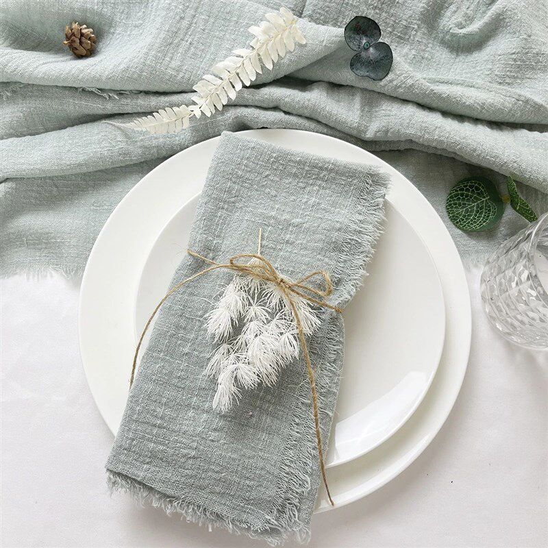 Wholesale 30pcs Sage Green Retro Gauze Cotton Napkin Tea Tow