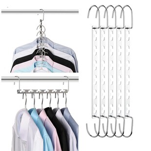 5 Pack Space Saving Hanger, Magic Metal Cloth Hangers魔术架