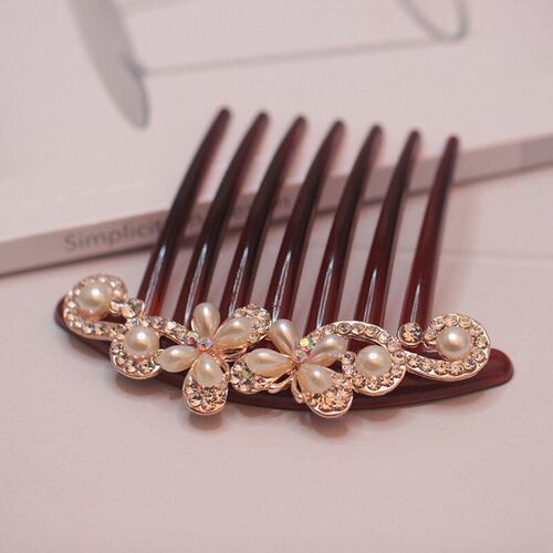 Pearl Seven-tooth Comb Hair Comb Inlaid Rhinestone Coil Hair