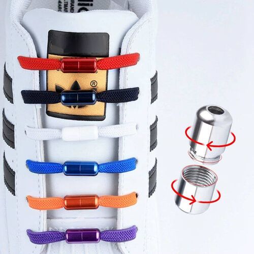 Colourful Metal Lock Lazy Laces Without tie Kids Adult Flat