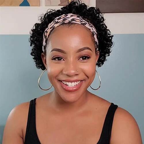 Short Headband Wig Human Hair Water Wave Wigs For Black Woma