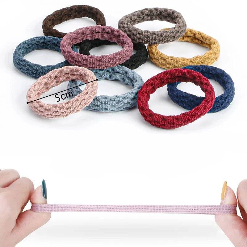 20pcs/Set Women Wavy Pattern Seamless Rubber Band Thicker Hi - 实物图