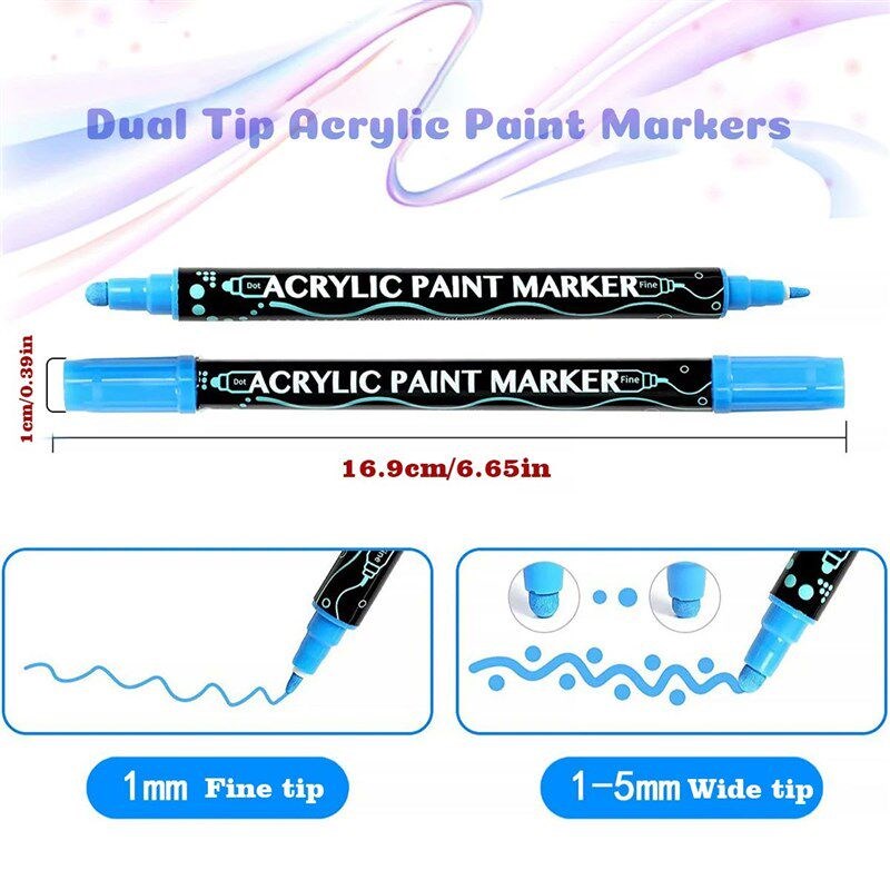 12/24/36/48 Colors Dual Tip Acrylic Paint Pens Markers  for图片