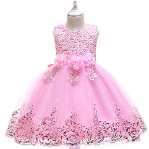 2-12Y Girl Summer Lace Princess Dress Children Floral Gown D