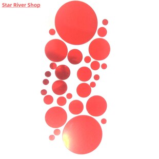 30Pcs 3D Mirror Round Removable Self Adhesive Wall Sticker W