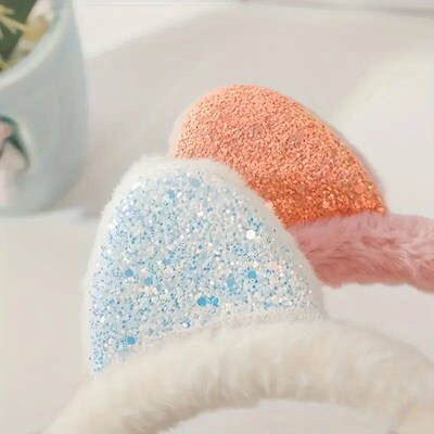 New Cute Cat Ear Warmers Glitter Ears Plush Earmuffs Winter