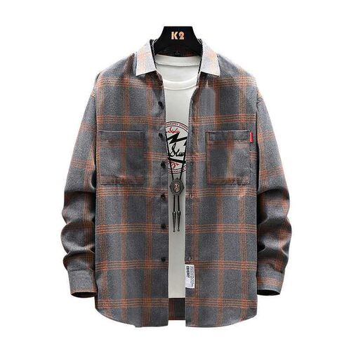 Mens Shirt Long-sleeved All-match Fashionable Thin Loose Pl