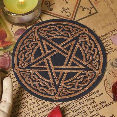 Black Wooden Pendulum Board Five-pointed Star Pattern Witch