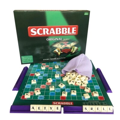 Scrabble Board Puzzles Game Jigsaw-Words Spelling-Table Kids