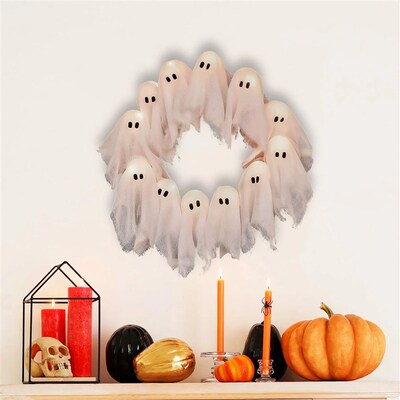 Halloween Light-up Ghost Wreath Decoration for ndoor Outdoor