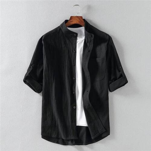 Spring and Summer Stand Collar Five-point Mid-sleeve Fashion