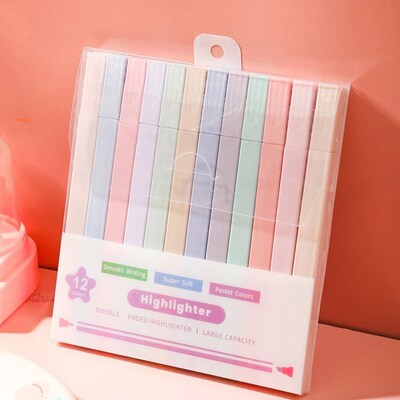 12 Pcs Double Tip Highlighter Pens Manga Markers Midliner Pa