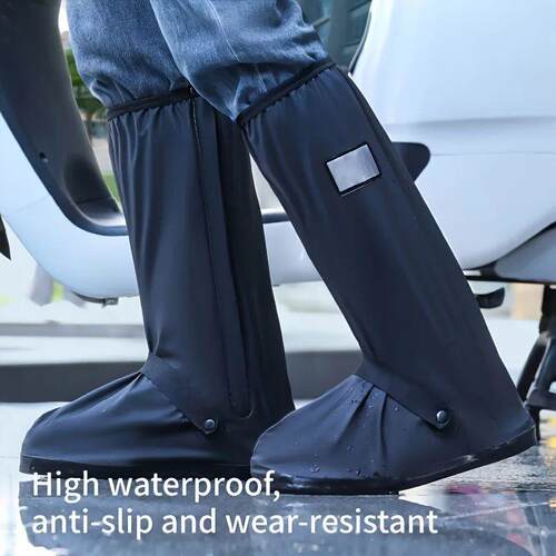 1pair Motorcycle High Tube Waterproof Shoe Covers, Full Cove