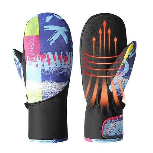 Winter Gloves Waterproof Snow Gloves Graffiti Pattern