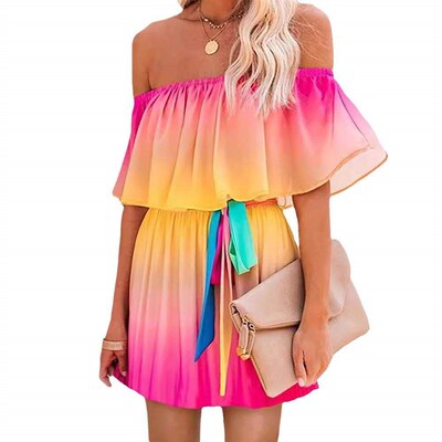 Monthly printed dress with one collar