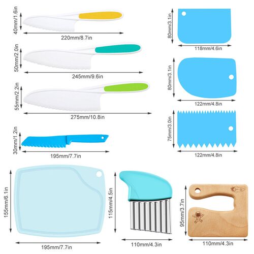 10Pcs Cute Wooden Kids Kitchen Cutter Set Safe Plastic Toddl