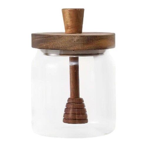 Honey Dispenser Airtight Syrup Dispenser with Wooden Dipper
