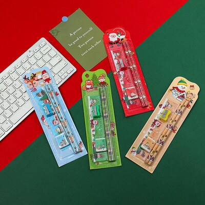 Christmas Pencil Set Kids Drawing Kit with Eraser Gift圣诞