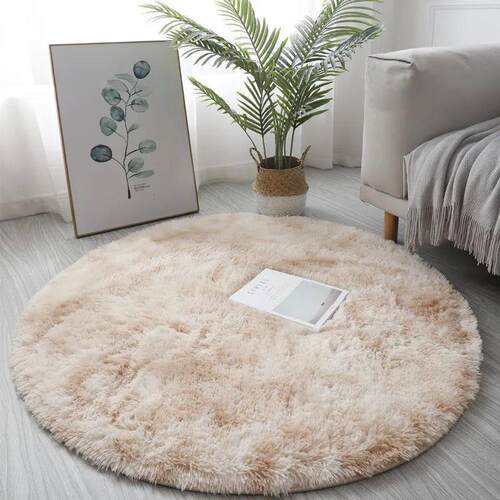 Plush Round Rug Mat Fluffy White Carpets for Living Room Sof