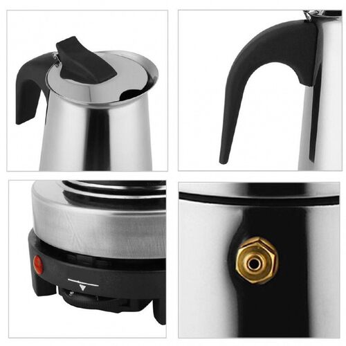 Stainless Moka Coffee Maker Pot Percolator+Electric stove
