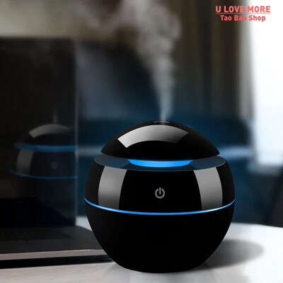 Air Humidifier Ultrasonic USB Aroma Diffuser Wood Grain LED