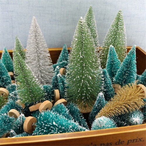 12Pcs Mini Christmas Tree Santa Claus Snow Christmas