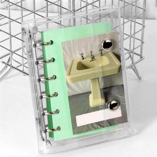 6-Ring PVC Binder Cover, Clear A6/A7 Notebook Closure for