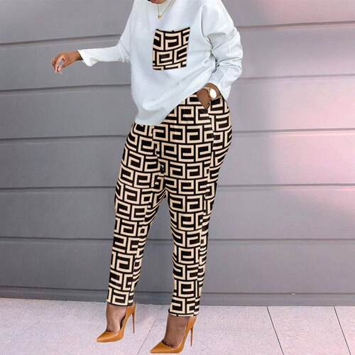 New European and N Fashion Printing Long Sleeve Large Size L