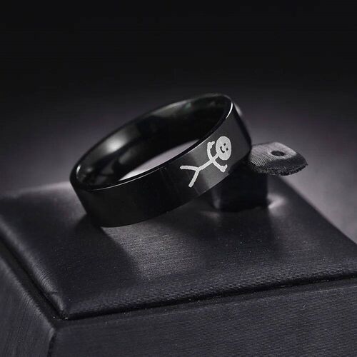 Simple Couple rend Funny Middle Finger man Ring Hip Hop Dood