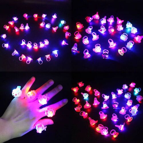 15Pcs Cartoon LED Luminous Finger Rings Shine In The Dark Li