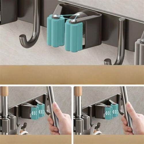 Easy-Install Stainless Steel Mop & Broom Holder - No Drill,