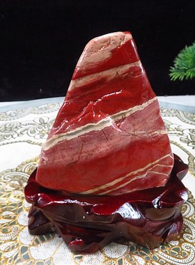 奇石天然南非红碧玉原石摆件观赏石头鸡血石 泰山靠山石