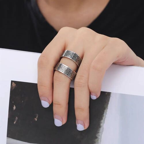 Old Style Retro Viking Rings Vintage Black Amulet Norse Rune