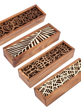 4 Styles Hollow Wooden Storage Box for Makeup Organizer Penc
