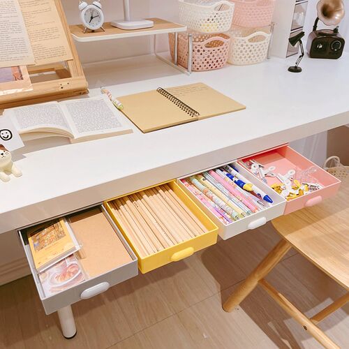 Plastic Drawer Hidden Storage Box Organizer Under-desk Drawe