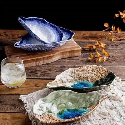Oyster Plate Irregular Ceramic Dinner Plates Dessert Bowl
