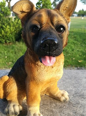 花园商场招财仿真狼狗摆件客厅办公室家居电视柜柜台装饰品工艺品