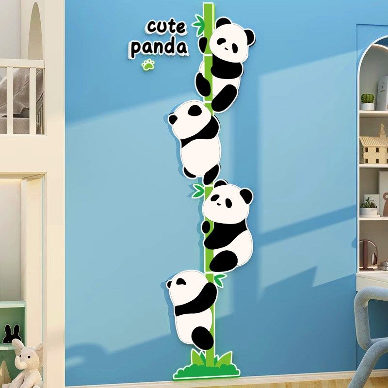 卧室门贴创意3d自粘小宝宝儿童房间布置装饰墙面背景卡通熊猫贴纸,家居饰品,文化墙贴,淘宝优惠券,粉丝福利购,淘宝优惠卷