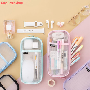 Pencil Transparent Case Pouches Macaro Korean Simple Fashion