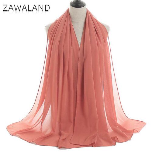Zawaland Solid Color Scarves Wrap Shawls Chiffon Bubble Scar