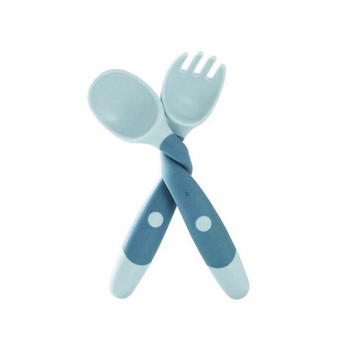Baby Children Spoon Fork Set Soft Bendable Silicone Scoop Fo