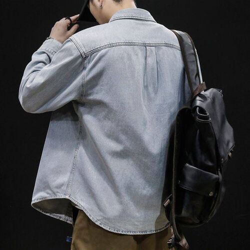 Denim Shirt Mens Coat Autumn Loose Ins tendy Large Size Cas