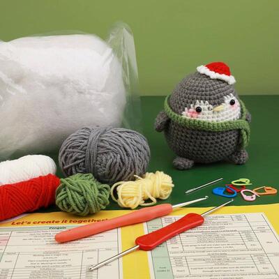 KRABALL Penguin Dinosaur DIY Animal Beginners Kniting Kit fo